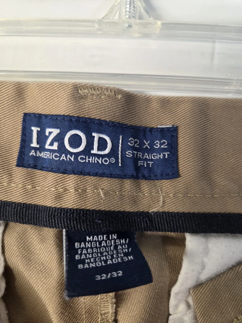 Izod Men's Tan Chino Pants - Classic Straight Leg, 32×32